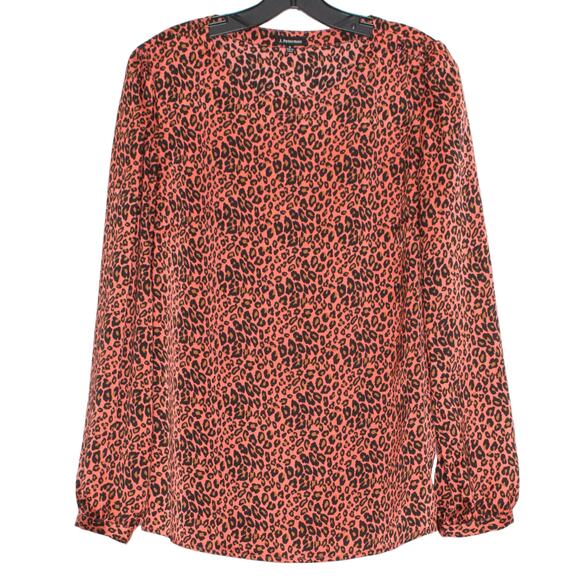 J Peterman Top Leopard Cottage Boho Long Sleeve Retro Statement Workwear Size 8 - Picture 1 of 7